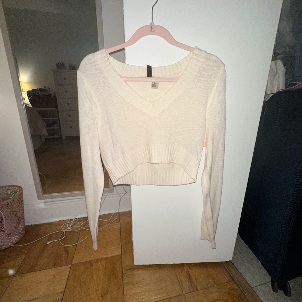 white v-neck sweater